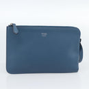 FENDI Tote Bag Leather Blue Silver Auth bs35416-20