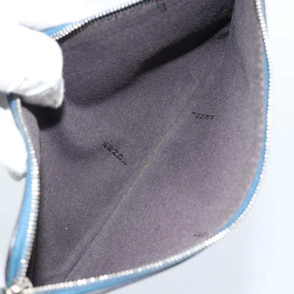 FENDI Tote Bag Leather Blue Silver Auth bs35416
