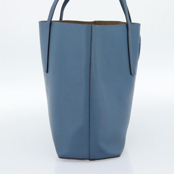 FENDI Tote Bag Leather Blue Silver Auth bs35416