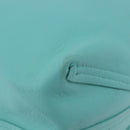 TIFFANY&Co. Tote Bag Leather Turquoise Blue Silver Auth bs35417A-9