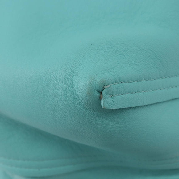 TIFFANY&Co. Tote Bag Leather Turquoise Blue Silver Auth bs35417A