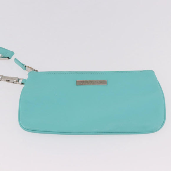 TIFFANY&Co. Tote Bag Leather Turquoise Blue Silver Auth bs35417A