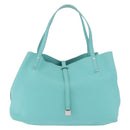 TIFFANY&Co. Tote Bag Leather Turquoise Blue Silver Auth bs35417A-13