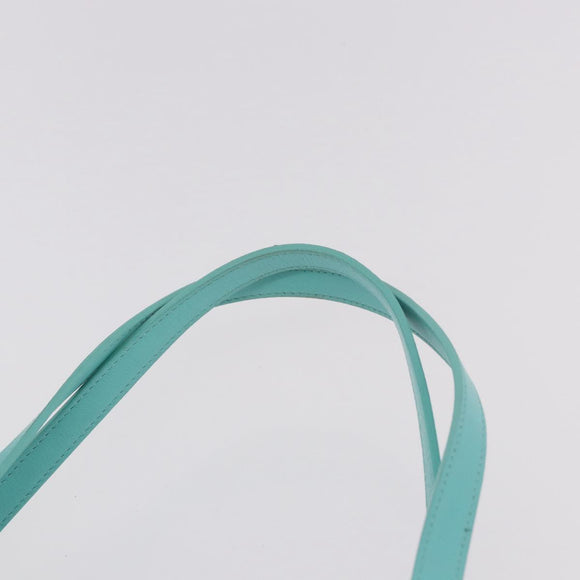 TIFFANY&Co. Tote Bag Leather Turquoise Blue Silver Auth bs35417A