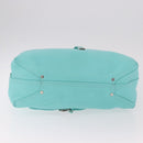 TIFFANY&Co. Tote Bag Leather Turquoise Blue Silver Auth bs35417A-5