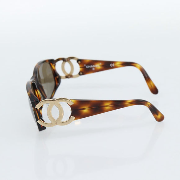 CHANEL Tortoise Pattern Sunglasses Plastic Brown Gold CC Auth bs35421