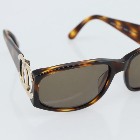 CHANEL Tortoise Pattern Sunglasses Plastic Brown Gold CC Auth bs35421