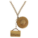 CHANEL Necklace Metal Gold Tone CC Auth bs35422A-1