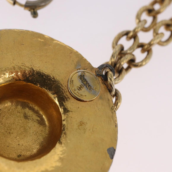 CHANEL Necklace Metal Gold Tone CC Auth bs35422A
