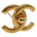 CHANEL Brooch Metal Gold Tone CC Auth bs35423M-1