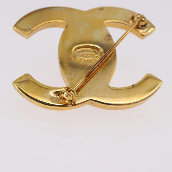 CHANEL Brooch Metal Gold Tone CC Auth bs35423M
