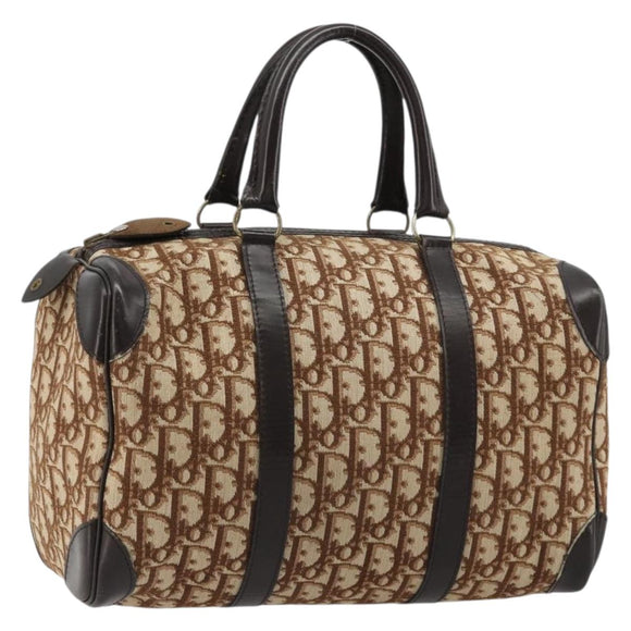 Christian Dior Trotter Canvas Hand Bag Brown Gold Auth bs35427A