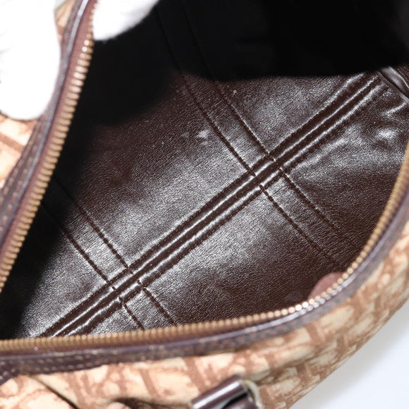 Christian Dior Trotter Canvas Hand Bag Brown Gold Auth bs35427A