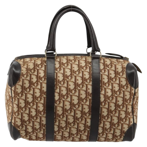 Christian Dior Trotter Canvas Hand Bag Brown Gold Auth bs35427A