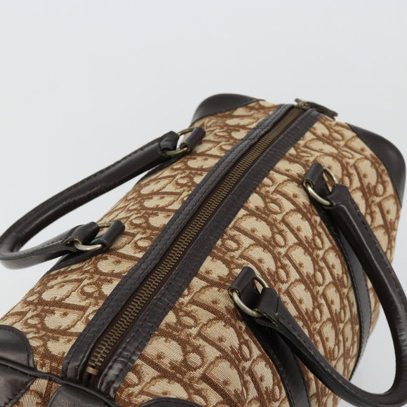 Christian Dior Trotter Canvas Hand Bag Brown Gold Auth bs35427A