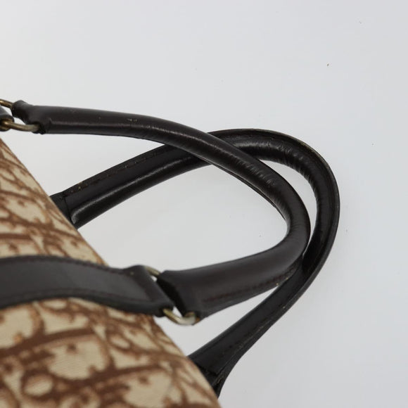 Christian Dior Trotter Canvas Hand Bag Brown Gold Auth bs35427A