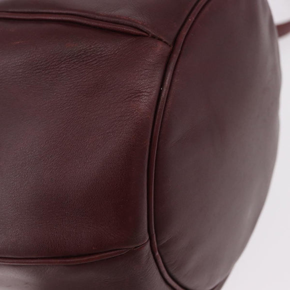 CELINE Must Line Handtasche Umhängetasche Leder Bordeaux Gold Auth bs35428