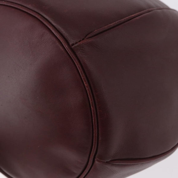 CELINE Must Line Handtasche Umhängetasche Leder Bordeaux Gold Auth bs35428