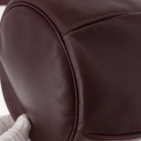 CELINE Must Line Handtasche Umhängetasche Leder Bordeaux Gold Auth bs35428