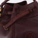 CELINE Must Line Handtasche Umhängetasche Leder Bordeaux Gold Auth bs35428-14