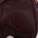CELINE Must Line Handtasche Umhängetasche Leder Bordeaux Gold Auth bs35428-15