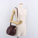 CELINE Must Line Handtasche Umhängetasche Leder Bordeaux Gold Auth bs35428-21