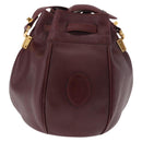 CELINE Must Line Handtasche Umhängetasche Leder Bordeaux Gold Auth bs35428-3