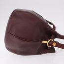 CELINE Must Line Handtasche Umhängetasche Leder Bordeaux Gold Auth bs35428-4