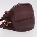 CELINE Must Line Handtasche Umhängetasche Leder Bordeaux Gold Auth bs35428-5