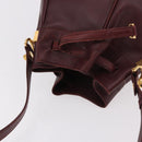 CELINE Must Line Handtasche Umhängetasche Leder Bordeaux Gold Auth bs35428-6