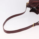 CELINE Must Line Handtasche Umhängetasche Leder Bordeaux Gold Auth bs35428-7