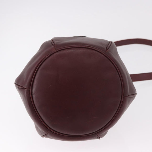 CELINE Must Line Handtasche Umhängetasche Leder Bordeaux Gold Auth bs35428