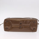 Christian Dior Maris Pearl Bag Patent Leather 2way Bronze Silver Auth bs35429-11