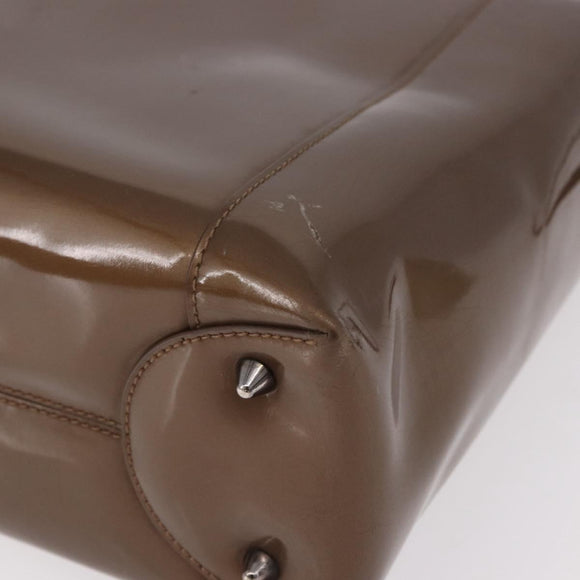 Christian Dior Maris Pearl Bag Patent Leather 2way Bronze Silver Auth bs35429