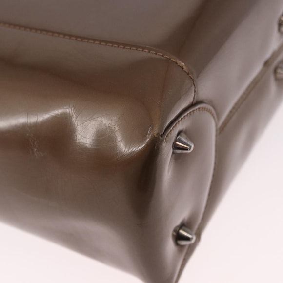 Christian Dior Maris Pearl Bag Patent Leather 2way Bronze Silver Auth bs35429