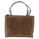 Christian Dior Maris Pearl Bag Patent Leather 2way Bronze Silver Auth bs35429-2