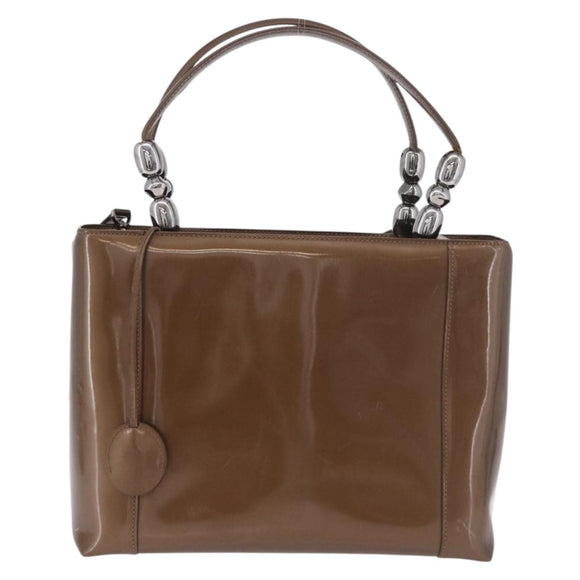 Christian Dior Maris Pearl Bag Patent Leather 2way Bronze Silver Auth bs35429