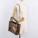 Christian Dior Maris Pearl Bag Patent Leather 2way Bronze Silver Auth bs35429-25