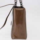 Christian Dior Maris Pearl Bag Patent Leather 2way Bronze Silver Auth bs35429-4