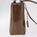 Christian Dior Maris Pearl Bag Patent Leather 2way Bronze Silver Auth bs35429-5