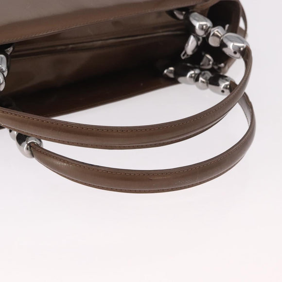 Christian Dior Maris Pearl Bag Patent Leather 2way Bronze Silver Auth bs35429