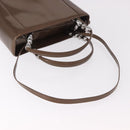 Christian Dior Maris Pearl Bag Patent Leather 2way Bronze Silver Auth bs35429-9