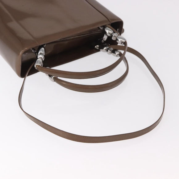 Christian Dior Maris Pearl Bag Patent Leather 2way Bronze Silver Auth bs35429