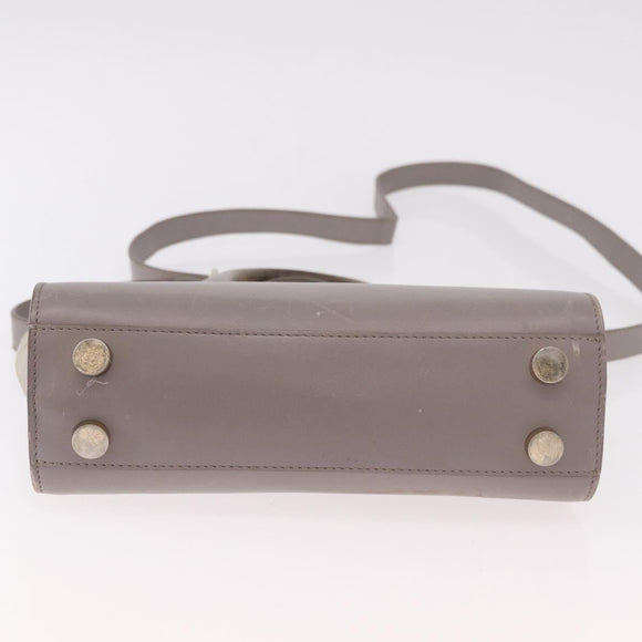 Jimmy Choo Hand Bag Leather 2way Gray Gold Auth bs35431