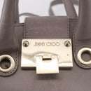 Jimmy Choo Hand Bag Leather 2way Gray Gold Auth bs35431-19