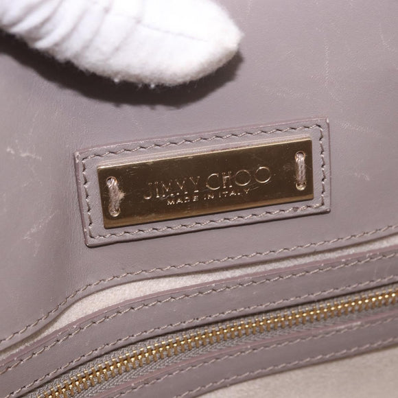 Jimmy Choo Hand Bag Leather 2way Gray Gold Auth bs35431
