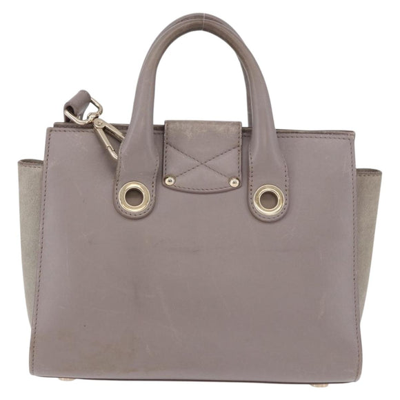 Jimmy Choo Hand Bag Leather 2way Gray Gold Auth bs35431
