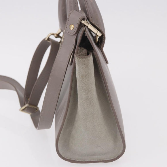 Jimmy Choo Hand Bag Leather 2way Gray Gold Auth bs35431