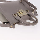 Jimmy Choo Hand Bag Leather 2way Gray Gold Auth bs35431-6