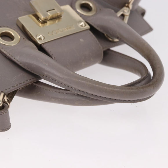 Jimmy Choo Hand Bag Leather 2way Gray Gold Auth bs35431
